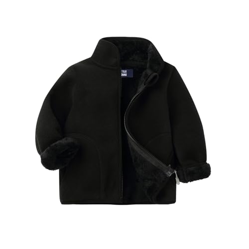 Image of LittleSpring Boys Girls Polar Fleece Jackets Fur Lined Zip Up Warm Winter Coat