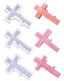 Liobelon 3 PCS Cross Freshie Molds - Blessed and Faith Silicone Cross Molds for Resin, Chocolate, Soap, Candle, Aroma Beads, and DIY Crafts - Perfect for Car Freshies, Home Decor, and Religious Gifts