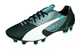  Puma Evospeed 2.3 FG, Bota de fútbol, Black-White-Turbulence-Pool Green-Scuba Blue, Talla 11 UK (46 EU)