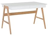 Beliani Escritorio Blanco Madera Clara 120 x 70 cm 2 cajones Oficina en...