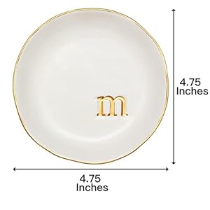 COLLECTIVE HOME Ceramic Jewelry Tray Decorative Trinket Dish for Rings Earrings Necklaces Bracelet Watch Keys Birthday Mothers Day Christmas Gift for Women 475 White Surface M