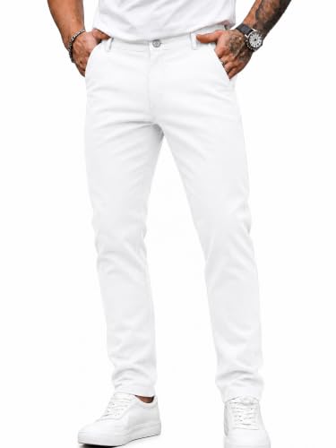 Image of HUNGSON Mens Chinos Dress Pants Slim Fit Stretch Business Casual Golf Work Slacks Trousers