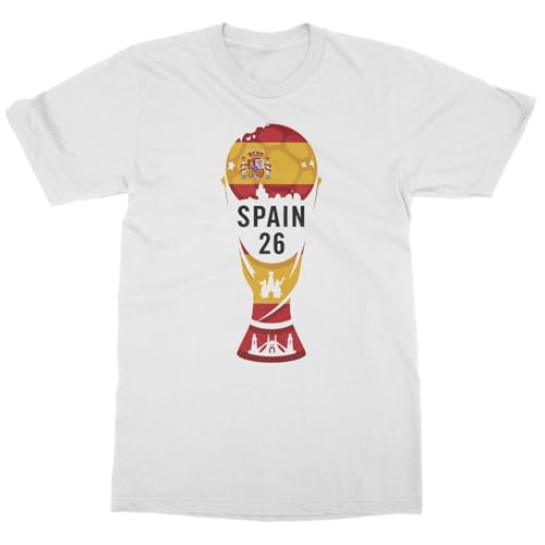 SWEET LEMONS Spain 26 Trophy Graphic | Soccer Pride Fans Unisex T-Shirt (White, XX-Large)