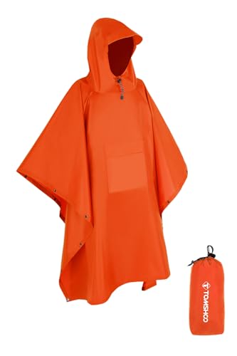TOMSHOO Poncho Lluvia Hombre Capa de Lluvia Poncho de Senderismo Poncho de Bicicleta 3 en 1 Multifunción