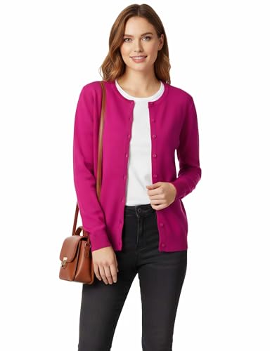 Image of Allsense Women's Long-Sleeve Crewneck Cardigan | Classic Button Down Sweater, Soft Fine Knit, Lightweight
