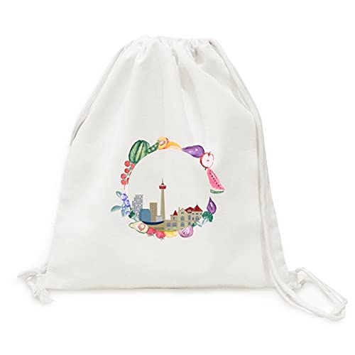 Sac en tissu pliable fruits et légumes sac cabas de ville avec sangle et imprimé