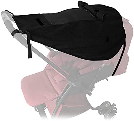 Pram Sunshade Sun Cover, Sun Shade Stroller for Baby, Universal Waterproof Stroller Sunshade Cover Anti-UV with Viewing Window for Stroller(Black)