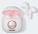 MOROZKISPA Cartoon Cat Earbuds 5.1 Headphones with ANC, Smart Touch, HD Sound Quality, Memory Pairing Waterproof IPX4, Battery Life Headset 28H, Christmas, Birthday Gift (White)