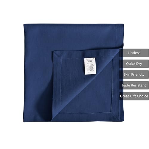 Image of FINGERCRAFT Table Napkins 18x18 Inches Set of 6 Cotton Linen Blend Fabric Dinner Cloth Napkins Washable and Reusable, Good Absorbency for Home, Parties, Hotels (Navy)