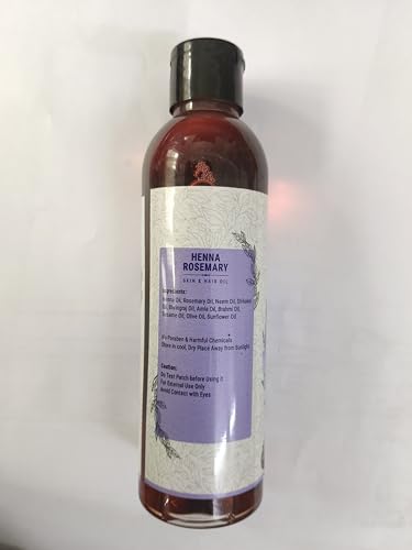 AYURVEDASHREE Henna Rosemary Hair Oil 200 ml, 6.76 fl oz with Neem, Shikakai, Bhringraj, Amla, Brahmi, Sesame, Olive & Sunflower Oils