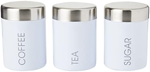 Premier Housewares Liberty Tea, Coffee and Sugar Canisters, Incremental Heights, Step Heights - Set of 3, Light Blue