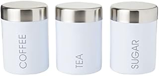 Premier Housewares Liberty Tea, Coffee and Sugar Canisters, Incremental Heights, Step Heights - Set of 3, Light Blue