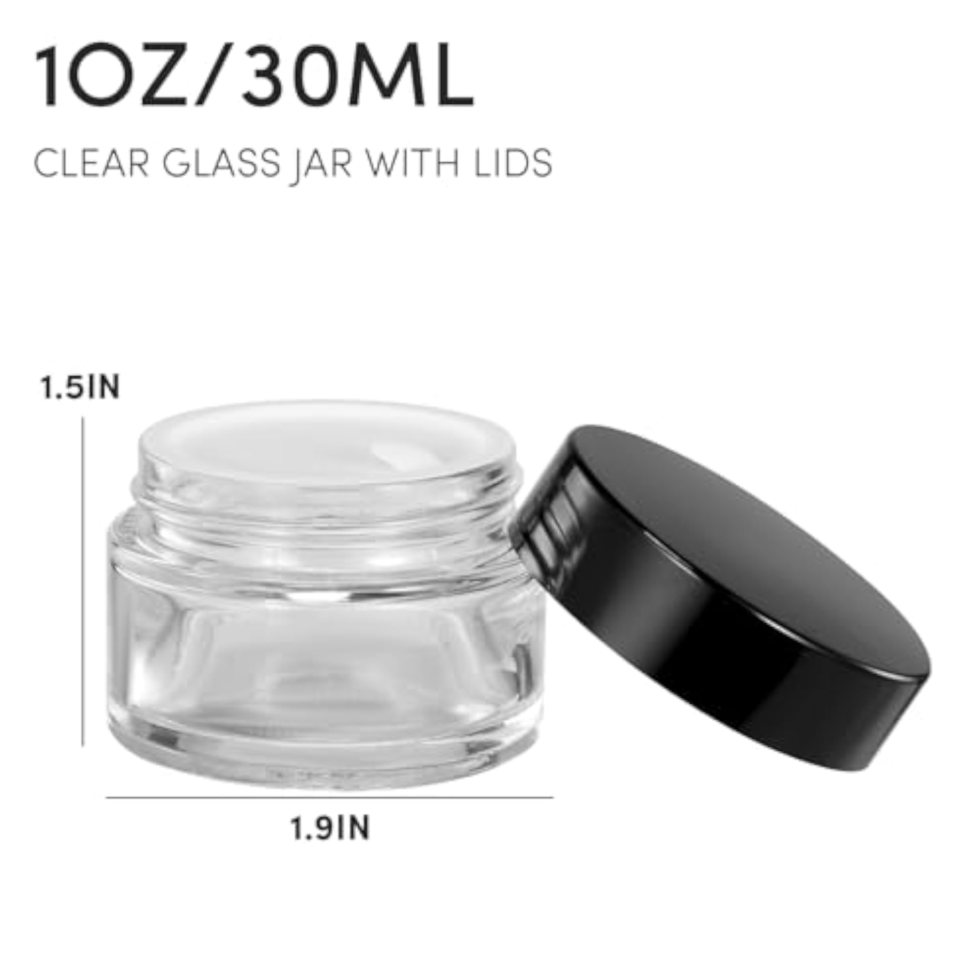 1oz Glass Jars with Lids, 4 Pack Clear Small Containers