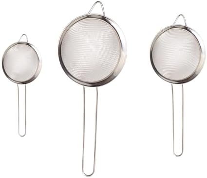 Fine Mesh Strainer Set of 3, Stainless Steel Fine Mesh Sieve Set,Cocktail Strainer for Food Yogurt Juice Kitchen Rice Tea (3)