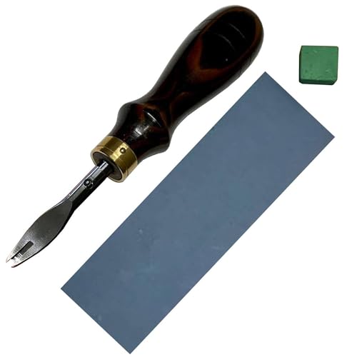Generic Oka Special Edger Ebony No. 6 Leathercraft Sewing Tool 1.8mm Leather Edge Beveler, with Jewellers Rouge & Sandpaper, for Leatherworking