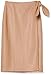 The Drop Women's Manon Faux Leather Wrap OR button front Midi Skirt, Camel, XS