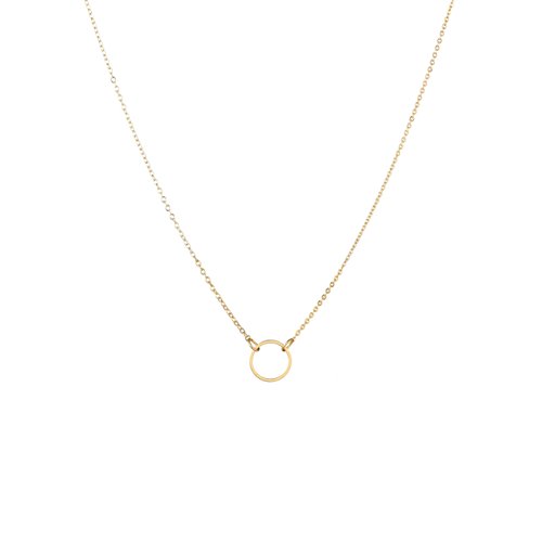 Fettero Women Dainty Gold Circle Choker Necklace 14K Gold Filled Round Ring Pendant Jewelry