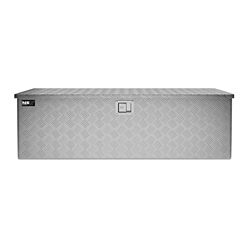 MSW Alubox abschließbar Werkzeugkasten ATB-1230 Deichselbox 150 L Transportbox Metallbox mit Deckel Riffelblech 124 x 38 x 38 cm Aluminiumbox