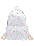 TeeYee Damen Rucksack Nylon Backpack Schulrucksack Casual Travel Daypack Tagesrucksack Rucksack Wasserdicht mit Blumenmuster 319pink