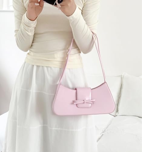 Image of Shoulder Bag for Women, Hobo Handbags Trendy Y2K Purses Patent Leather Clutch Bag Cute Bow Purse