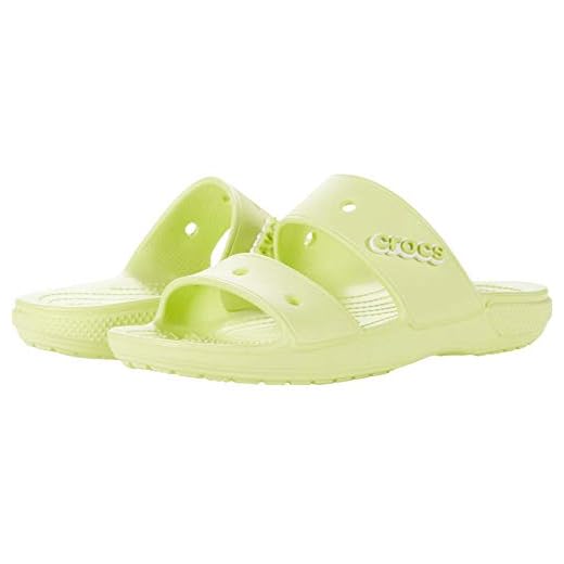 Crocs Unisex Classic Two-Strap Slide Sandals, Lime Zest, 10 US Men