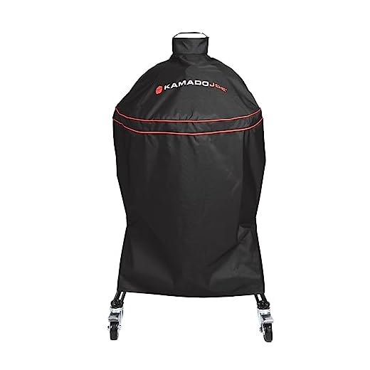 Kamado Joe Classic Joe Series 18-inch Ceramic Charcoal Grill and Smoker Durable Polyester Grill Cover with Adjustable Buckle in Black, Model KJ-GC23BWFS
