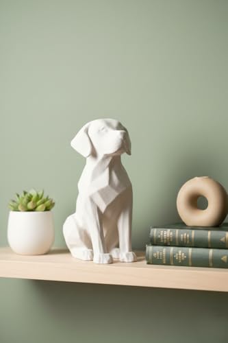 Image of Eco-Friendly Dog Statue - Modern Home Decor Accent | Minimalist Pet-Inspired Sculpture for Living Room, Office & Gifts (White)