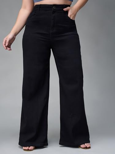 Image of Miss Chase A+ Women's Wide-Leg High Rise Regular-Length Stretchable Denim Jeans
