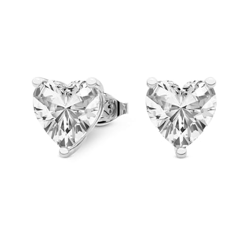 The Diamond Deal IGI Certified 1.00 to 5.00 Carat Heart Shape Lab-Grown Diamond 3-Prong Stud Earrings in 14k Yellow, White or Rose Gold With Screw Back Closure