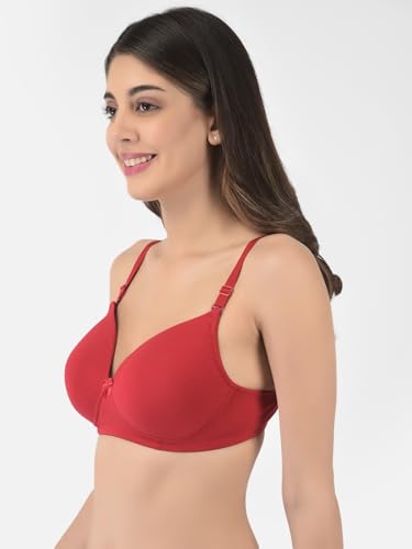 Image of Softline Women's Cotton-Rich Wire-Free Padded Bra | Full Coverage, Seamless & Breathable for Everyday Comfort | Soft Fabric with Supportive Fit for All-Day Wear