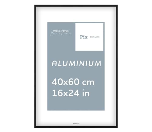 Pix FRAMES Cornice Foto - 40x60 cm - Portafoto da Parete in Alluminio - Elegante Cornici da Parete - Porta Foto da Muro - Leggera Quadretti da Parete - Moderno Portafoto - Nero