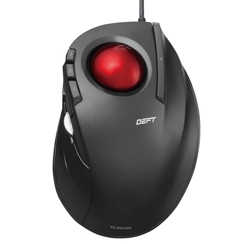 Image of ELECOM DEFT Trackball Mouse, Wired, Finger Control, 8-Button Function with Smooth Tracking, Ergonomic Design, Optical Gaming Sensor, Smooth Red Ball, Windows11, macOS (M-DT2URBK-G)