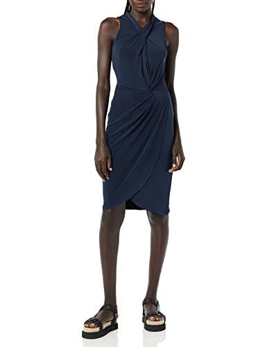 Image of Amazon Essentials Women's Sleeveless Faux Wrap Dress with Crossover Twist Neck