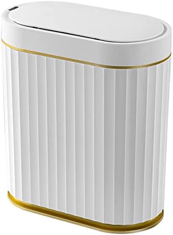 MOPUP Bathroom Trash Can,3.5 Gallon touchless Automatic Small Bathroom Garbage Can with Lid, Slim Motion Sensor Plastic Narrow Trash Bin for Bedroom, Office,RV,White