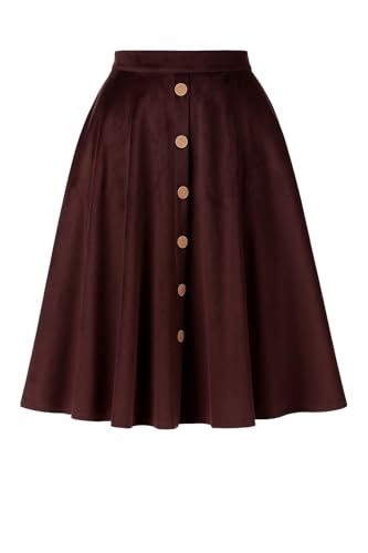 Jupe évasée velours mi-longue pour silhouette vintage confortable