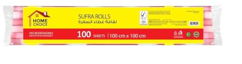 Home Choice Disposable Sufra Roll Table Cover Perforated Plastic 100x100cm 100S Assorted Colors