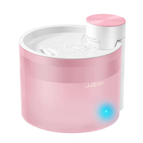 WOPET Katzenbrunnen, Trinkbrunnen für Katze und Hunde, Automatischemit Wasserspender mit LED-Licht und großformatiger Filter, sichtbarer Wasserstand(3,5L, Rosa) Cover