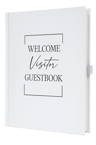 Paper n Such Guest Book for Rental House - Vacation Home Welcome Log - Short Term Rentals Airbnb Essentials for Hosts Hardcover Welcome Log - 7.5x9 Off White Neutral Color