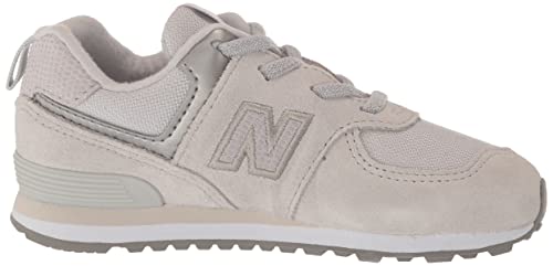 New Balance Girls 574 V1 Bungee Sneaker, Summer Fog/Silver Metallic, 8 Wide Toddler #TOP5