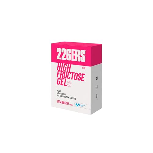226ERS - High Fructose XS, Gel Energético para Deportistas, con Maltodextrina y Fructosa, Vegano y Sin Gluten, Aporte Hidratos de Carbono, Sabor Fresa, 8 Geles x 44 g