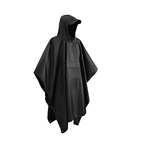 DASNTERED Poncho de lluvia, 3 en 1, portátil, reutilizable, impermeable, con bolsillo, para camping, senderismo, ciclismo, color negro Cover