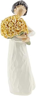 guobinZH Decorations Guardian Angel Figurine Hand Holding Yellow Rose Hand Carved Praying Angel Sculpture Home Decoration Gifts to Express Sincere Friendship Blessings and Love