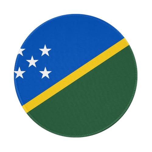 Tapis de souris rond drapeau des îles Salomon, base en caoutchouc antidérapant, idéal pour le bureau et les jeux, tapis de souris de bureau 20,3 cm