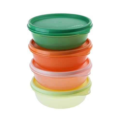 Tupperware kleine Hitparade Behälter Schüssel Set 4x 300 ml orange limette lachs grün (inkl. 1x Klebe-Spruchtier)