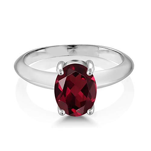 Gem Stone King 925 Sterling Silver 9X7MM Oval Gemstone Birthstone Solitaire Engagement Ring | Wedding Engagement Anniversary Promise Ring For Women | Available In Size 5, 6, 7, 8, 92