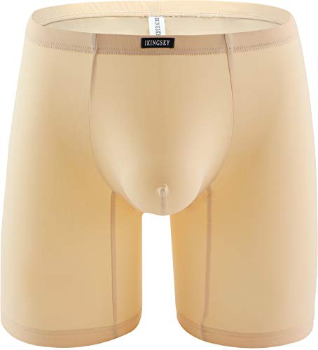 iKingsky Calzoncillos tipo bóxer de pierna larga para hombre, sexy, con abertura, cintura Aiedrigen, color carne, XL Cover