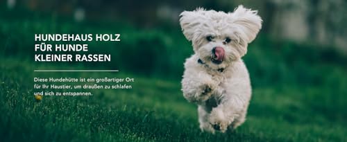 Hundehütte Outdoor kleine Hunde – Hundehaus Holz für Kleiner Rassen, wasserfestes Dach 76 x 99 x H80 cm, Größe S, Timbela M401-1