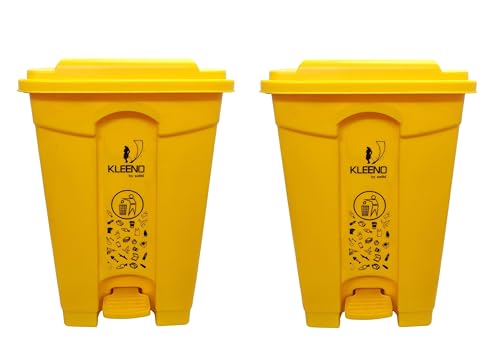 Cello Strong Plastic Step-On Pedal Garbage Dustbin 60 Ltr, (YELLOW/YELLOW) Combo