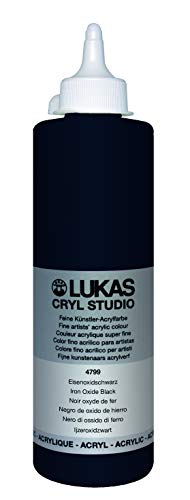 LUKAS Cryl Studio Peinture acrylique de qualité supérieure Noir oxyde de fer 500 ml