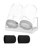 QUARKZMAN Sprossenglas Set - 2 Stück 1000ml Keimglas Inkl. 2 Hülle, 1 Halterung, 1 Tablett,1 Bürste – Für Sprossen, Kresse & Microgreens - Grau